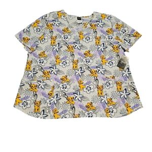 SCRUBSTAR Disney's Women's Lion King Simba V-neck Scrub Top size 3XL